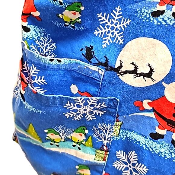 Scrub H.Q. Unisex Christmas V-Neck Short Sleeve Top Santa Elves Gifts Size L - Picture 3 of 11